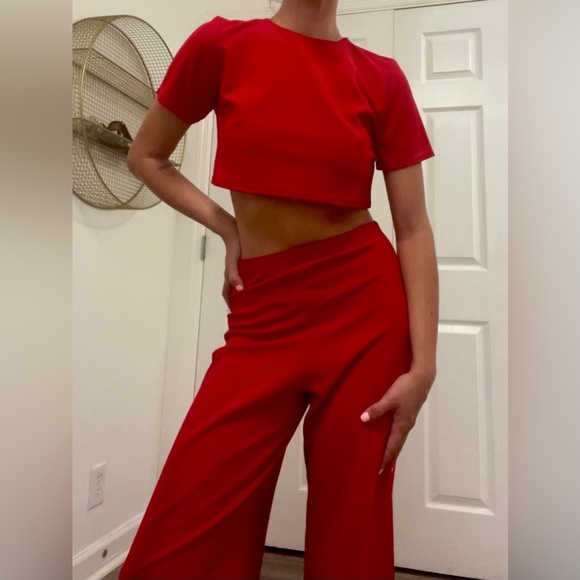 Nasty Gal Pants & Jumpsuits Nastygal 2 Piece Red Set Crop Topwide — free download